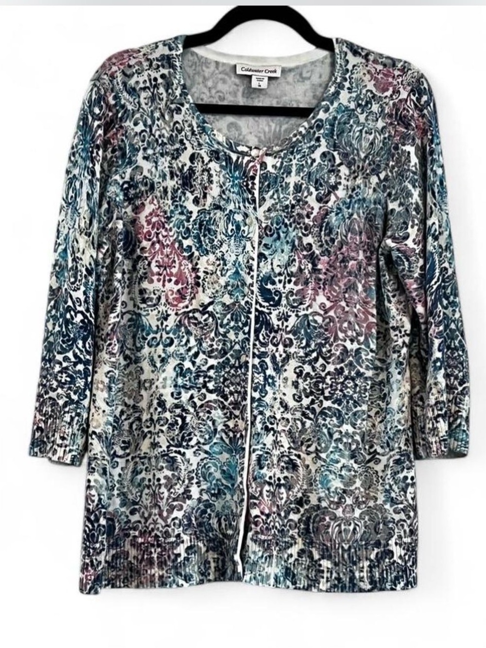 Coldwater Creek Floral Print Cardigan Sweater Size Large 14